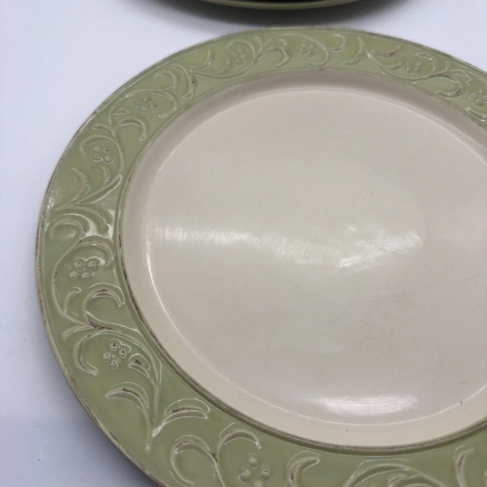 SET OF 3 PIER 1 ANTIQUE FLORAL DINNER PLATES 10 7/8